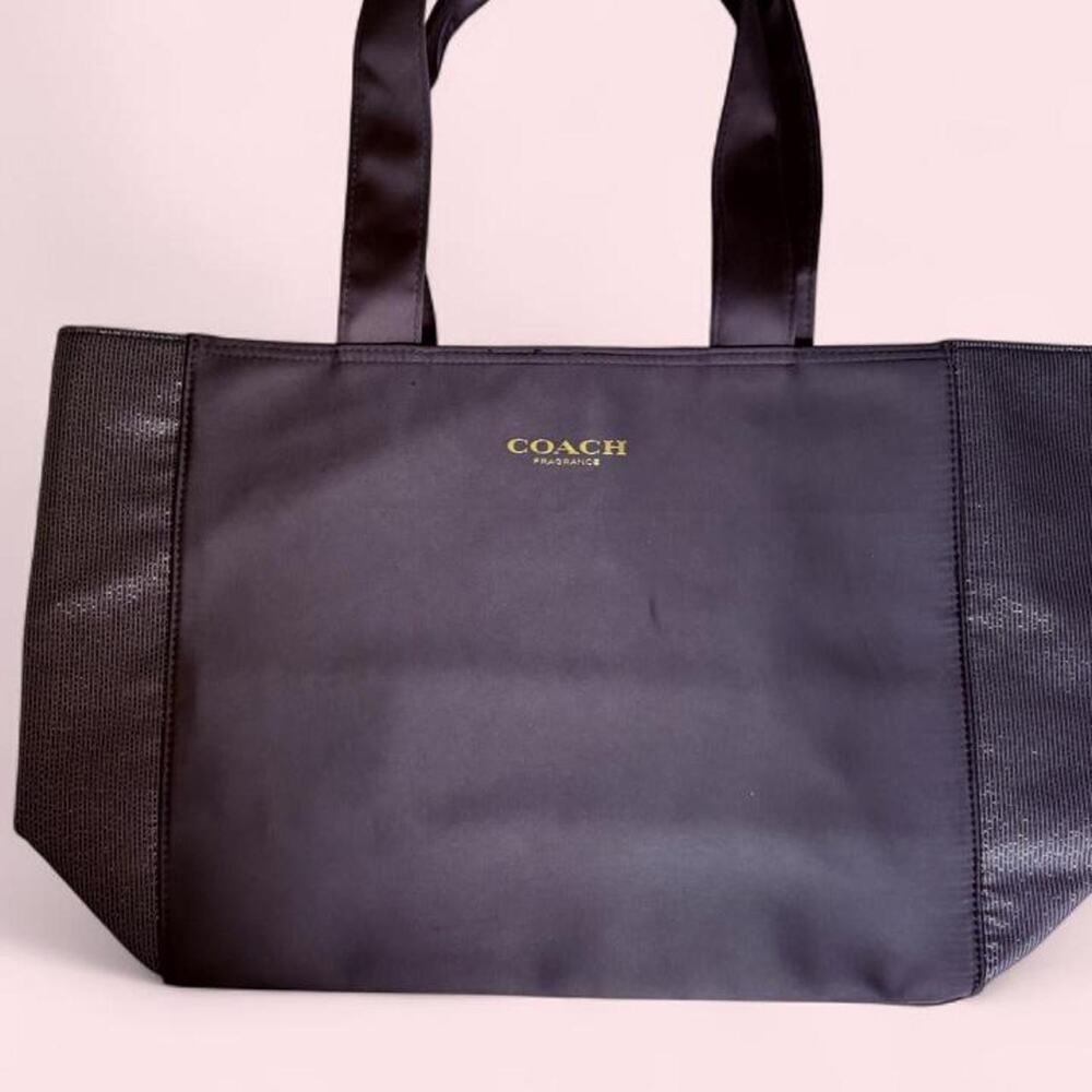 Authentic Coach Fragrance promotional black satin tote  Luxury minimalist